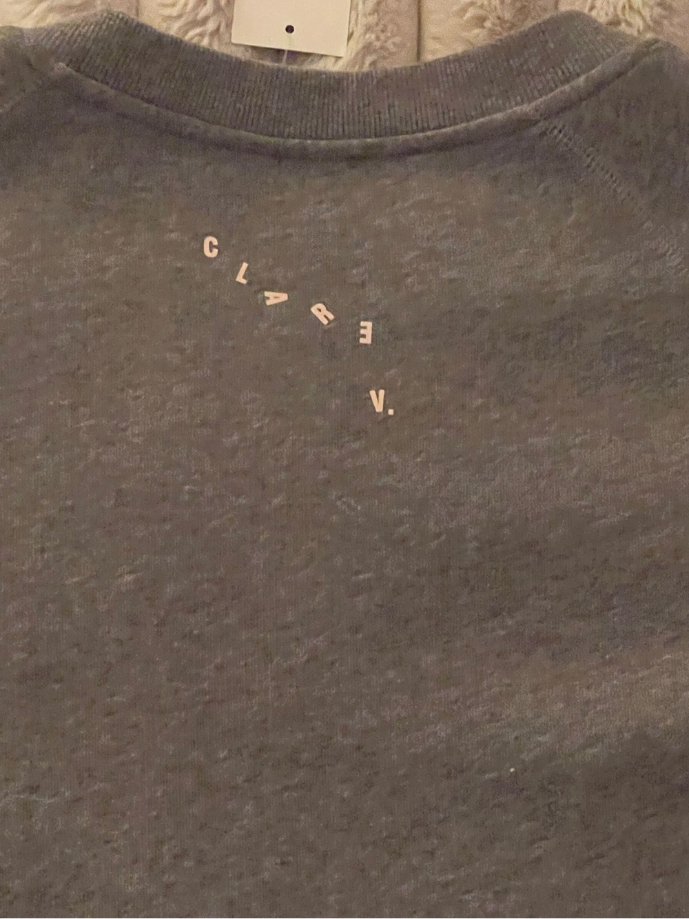 Clare V. Grey Mélange Short-Sleeve Sweatshirt with Small Yellow Dot - Picture 3 of 8